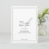 Save The Date Cadre de bordure noir blanc romantique Script  (Debout devant)