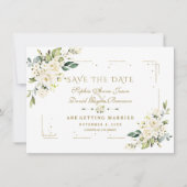Save The Date Cadre de Confetti de Mariage Fleur Florale Blanche (Devant)