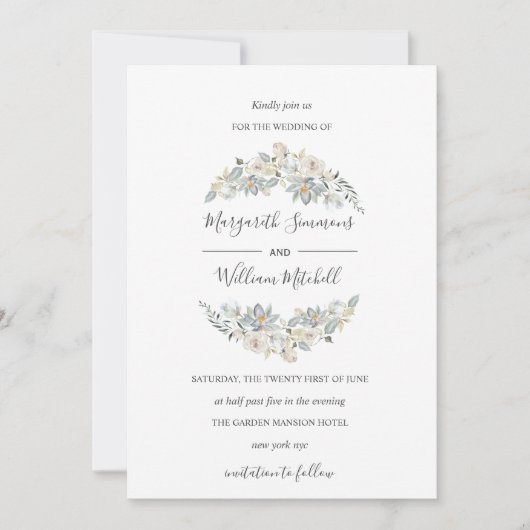 Save The Date Cadre de fleurs douces de prairie aérée Aquarelle (Devant)