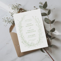 Cadre de mariage à l'art en ligne botanique verte