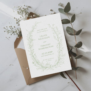 Save The Date Cadre de mariage à l'art en ligne botanique verte