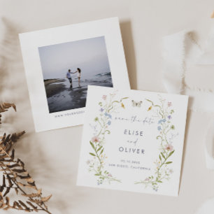 Save The Date Cadre de mariage aux fleurs sauvages pastel