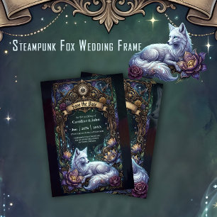 Save The Date Cadre de mariage de renard Steampunk.