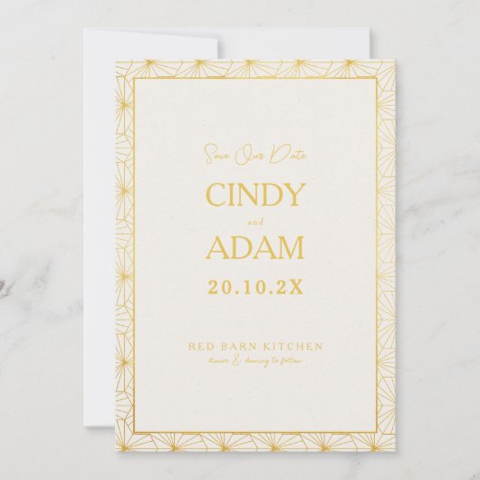 Save The Date Cadre de mariage géométrique en or moderne (Devant)