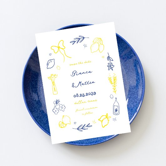 Save The Date Cadre de mariage italien fantaisiste à main levée 