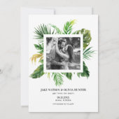 Save The Date Cadre de photo de feuilles tropicales à l'aquarell (Dos)