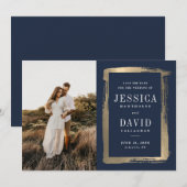 Save The Date Cadre de photo de mariage peint moderne en or (Devant / Derrière)