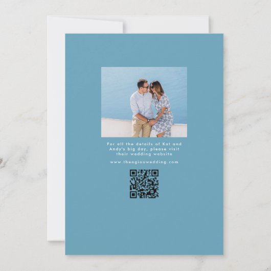 Save The Date Cadre de tuile destination photo bleu simple grec (Dos)