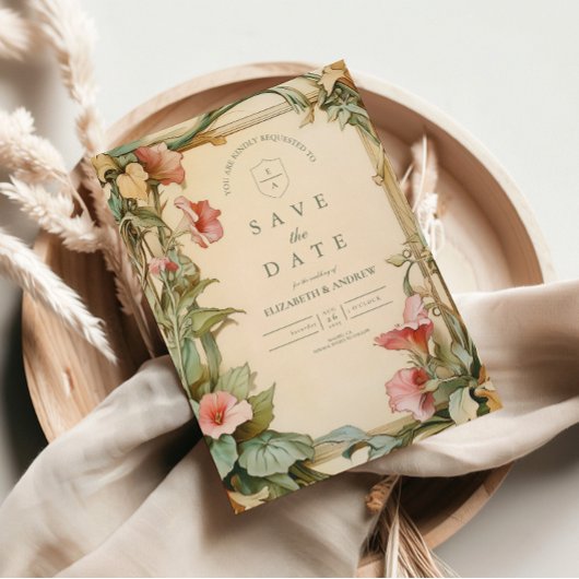 Save The Date Cadre de vigne rose mariage