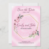 Save The Date Cadre Doré Avec Fleurs Et Feuilles (Devant)