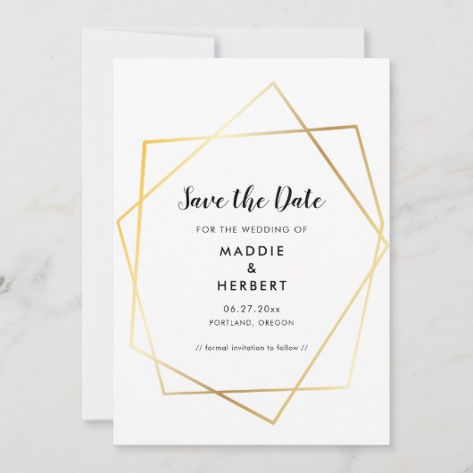 Save The Date Cadre doré géométrique moderne (Devant)