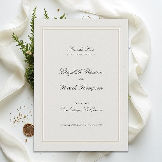 Save The Date Cadre élégant écru de style classique moderne form