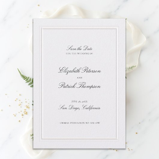 Save The Date Cadre Élégant Moderne Classique Formel Mariage Per