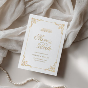 Save The Date Cadre élégant vintage or écriture musulmane mariag