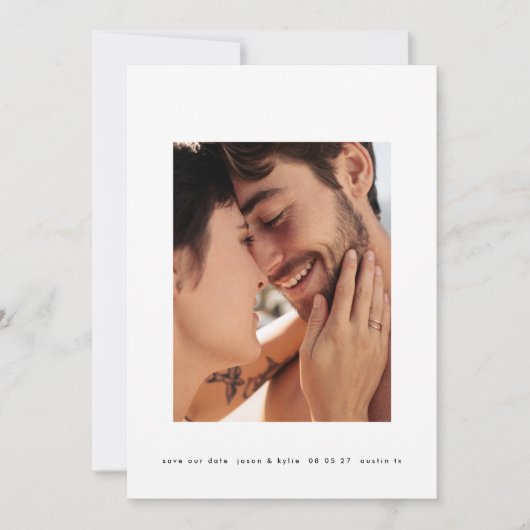 Save The Date cadre en gras texte minimal 2 photo (Devant)