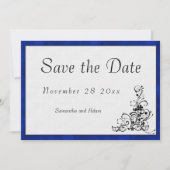 Save The Date Cadre en velours classique Mariage bleu et blanc (Devant)