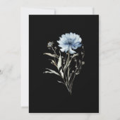 Save The Date Cadre Fleur sauvage Bleu Élégant Mariage noir (Dos)