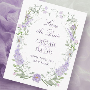 Save The Date Cadre Fleurs Lilas Lavande Mariage Économisez La D
