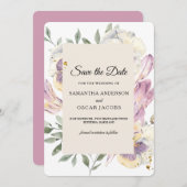 Save The Date Cadre floral aquarelle élégant violet et pensée (Devant / Derrière)