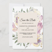 Save The Date Cadre floral aquarelle élégant violet et pensée (Devant)