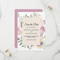 Cadre floral aquarelle élégant violet et pensée