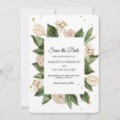 Save The Date Cadre floral aquarelle moderne vert et jaune (Devant)