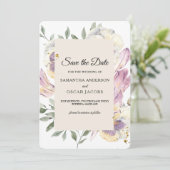 Save The Date Cadre floral aquarelle violet et pensée élégant (Debout devant)