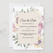 Save The Date Cadre floral aquarelle violet et pensée élégant (Devant)
