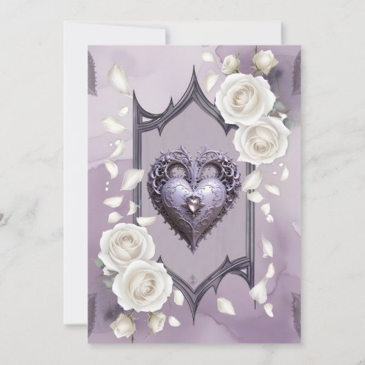 Save The Date Cadre floral avec coeur et roses blanches (Dos)