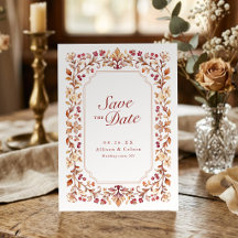 Cadre Floral Botanique Vintage Rouille pour Mariag