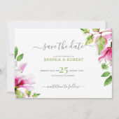 Save The Date Cadre floral de magnolia rose à conserver la date (Devant)
