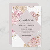 Save The Date Cadre floral élégant aquarelle rose et violet  (Devant / Derrière)