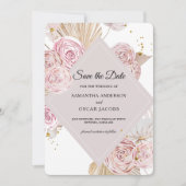 Save The Date Cadre floral élégant aquarelle rose et violet  (Devant)