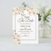 Save The Date Cadre Floral rose blanc Mariage moderne (Debout devant)