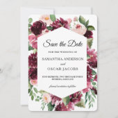 Save The Date Cadre floral rouge aquarelle moderne (Devant)