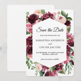 Save The Date Cadre Floral Rouge Aquarelle Moderne
