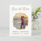 Save The Date Cadre géométrique en or Photo Mariage calligraphiq (Debout devant)