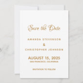 Save The Date Cadre géométrique en or Photo Mariage calligraphiq (Dos)