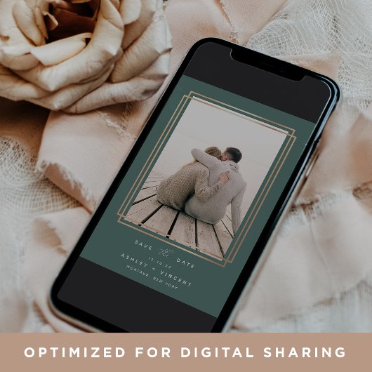 Save The Date Cadre géométrique numérique | Photo verticale