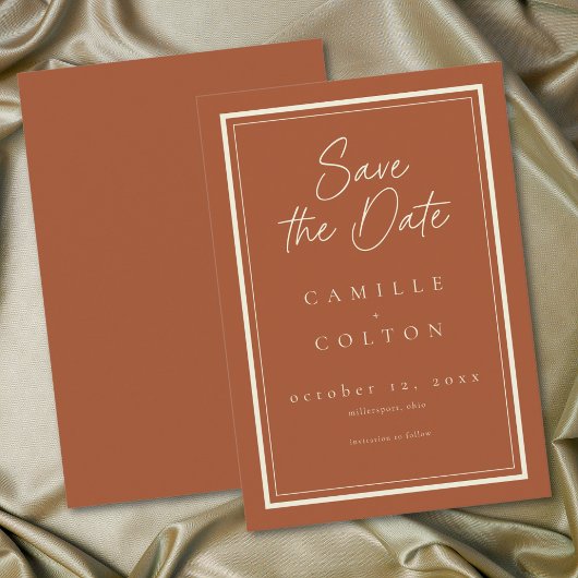 Save The Date Cadre minimaliste en terre cuite rouillée Mariage