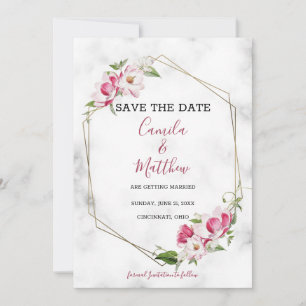 Save The Date Cadre Or Avec Fleurs