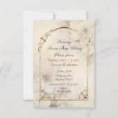 Save The Date Cadre Orné de Roses Marron Monochrome et Blanches (Dos)