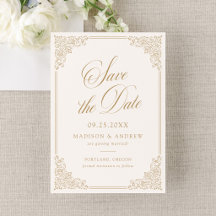 Cadre Orné Doré Élégant Mariage Vintage