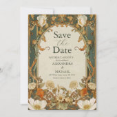 Save The Date Cadre Orné Romantique de Verdure de Mariage (Devant)