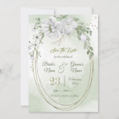 Save The Date Cadre ovale blanc romantique (Devant)