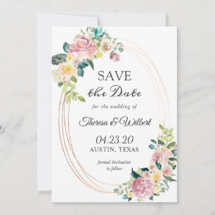 Save The Date Cadre ovale moderne Pastel Floral Enregistrer la d