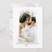Save The Date Cadre photo Argé moderne Lilac Marbre pourpre Reto (Devant / Derrière)