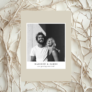 Save The Date Cadre photo casual ultra minimal beige mariage