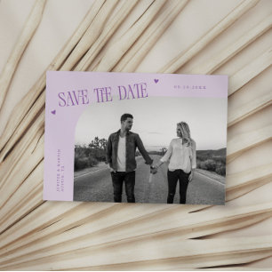 Save The Date Cadre photo courbé en lilas à coeur simple