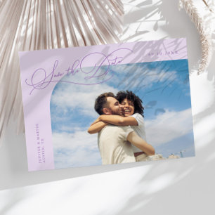 Save The Date Cadre photo courbe lila écriture élégante